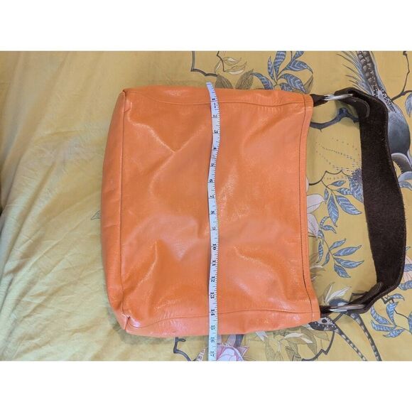 Lynn Tallerico Women’s Genuine Leather Orange Hobo Satchel Top Handle Bag - Picture 3 of 9
